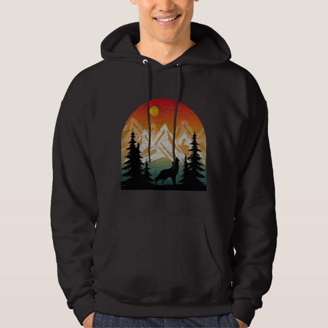 Vintage Nature Wolf Hoodie (Front)
