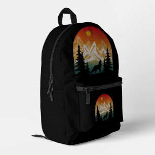 Vintage Nature Wolf Printed Backpack
