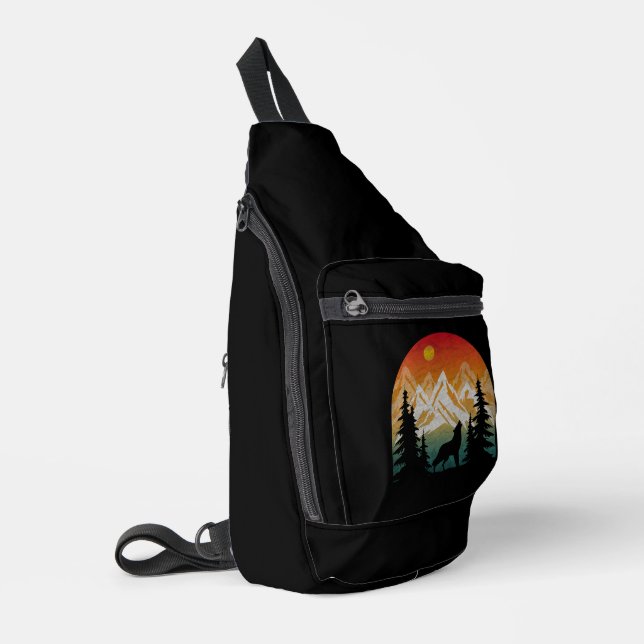 Vintage Nature Wolf Sling Bag (Left Corner)