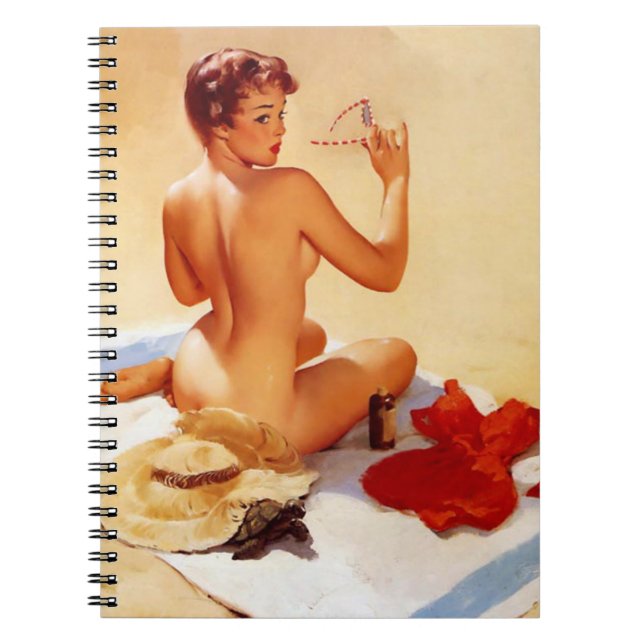 Vintage Naughty Beach Beauty Pin Up Notebook (Front)