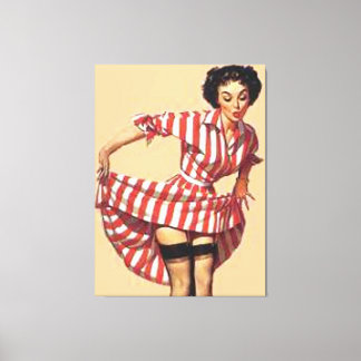 Vintage Naughty Candy Striper Pin Up Girl Canvas