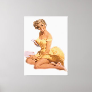 Vintage Naughty Classic Blonde Pin Up Girl Canvas Print