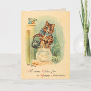 Vintage Naughty Kitten Christmas Card