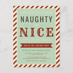 Vintage Naughty Or Nice Holiday Party Invitation Postcard