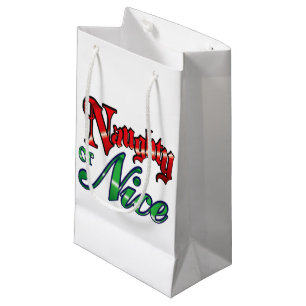 Vintage Naughty or Nice Small Gift Bag