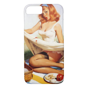 Vintage Naughty Picnic Pin Up Girl iPhone 8/7 Case