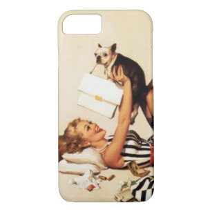 Vintage Naughty Puppy Love Pin Up Girl iPhone 8/7 Case