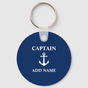 Vintage Nautical Anchor & Captain or Boat Name Key Ring