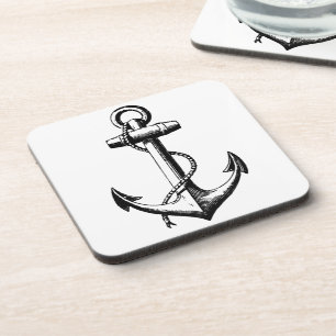 Vintage Nautical Anchor Illustration Coaster
