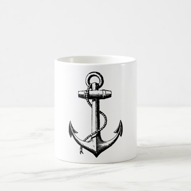 Vintage Nautical Anchor Illustration Coffee Mug (Center)