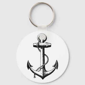 Vintage Nautical Anchor Illustration Key Ring