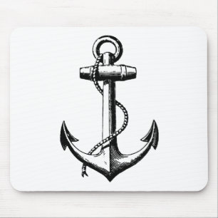 Vintage Nautical Anchor Illustration Mouse Mat