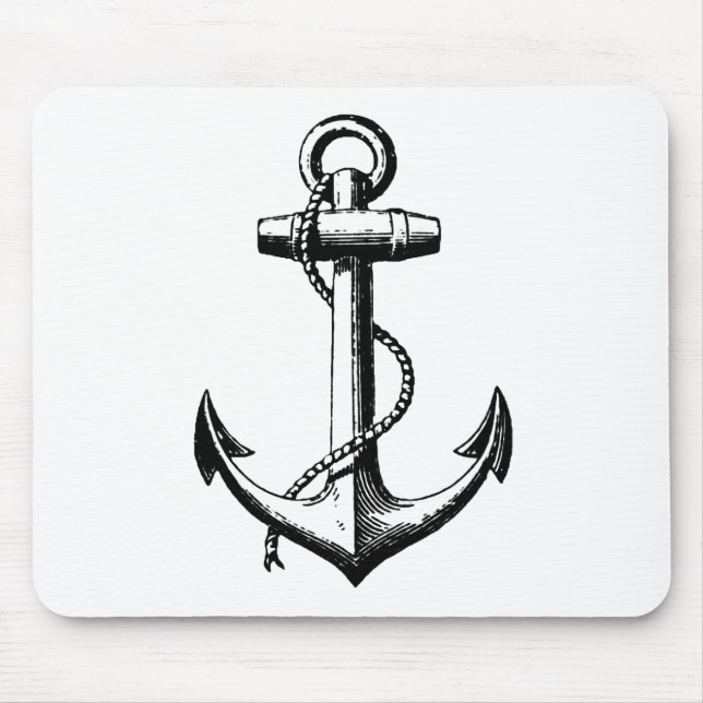 Vintage Nautical Anchor Illustration Mouse Mat (Front)