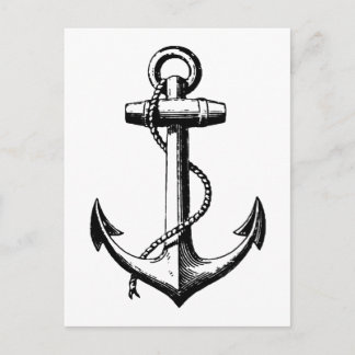 Vintage Nautical Anchor Illustration Postcard