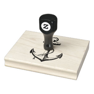 Vintage Nautical Anchor Illustration Rubber Stamp