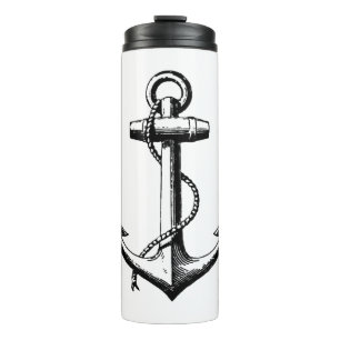 Vintage Nautical Anchor Illustration Thermal Tumbler