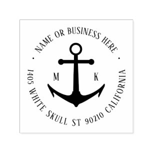 Vintage Nautical Anchor Logo Name Return Address Self-inking Stamp