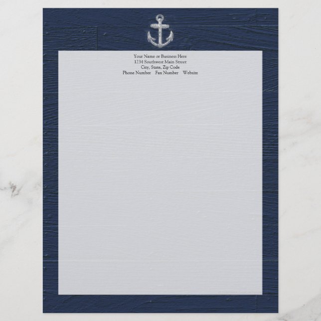 Vintage Nautical Anchor Personalized Letterhead (Front)