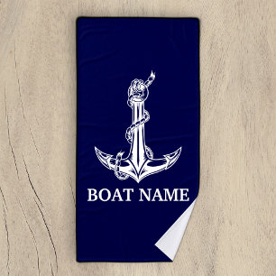 Vintage Nautical Anchor Rope Boat Name Bath Towel