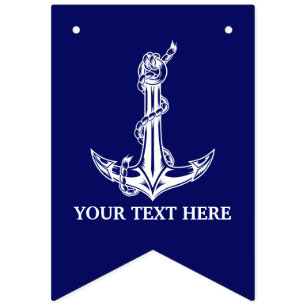 Vintage Nautical Anchor Rope Boat Name Bunting