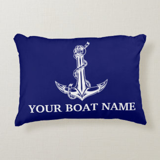 Vintage Nautical Anchor Rope Boat Name Decorative Cushion