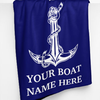 Vintage Nautical Anchor Rope Boat Name Fleece Blanket