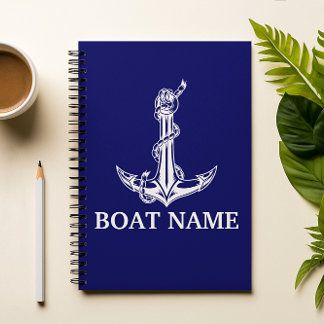 Vintage Nautical Anchor Rope Boat Name Notebook