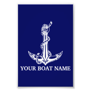 Vintage Nautical Anchor Rope Boat Name Photo Print
