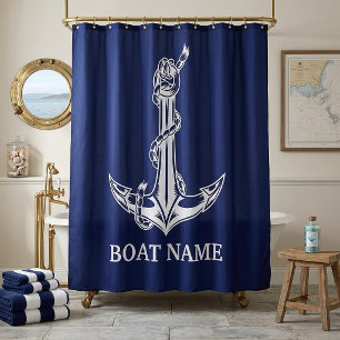 Vintage Nautical Anchor Rope Boat Name Shower Curtain