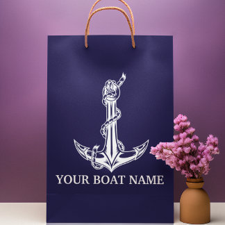 Vintage Nautical Anchor Rope Boat Name Small Gift Bag