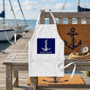Vintage Nautical Anchor Rope Boat Name Standard Apron