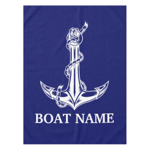 Vintage Nautical Anchor Rope Boat Name Tablecloth