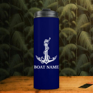 Vintage Nautical Anchor Rope Boat Name Thermal Tumbler