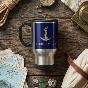 Vintage Nautical Anchor Rope Boat Name Travel Mug