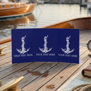 Vintage Nautical Anchor Rope Boat Name Tri-Fold Card