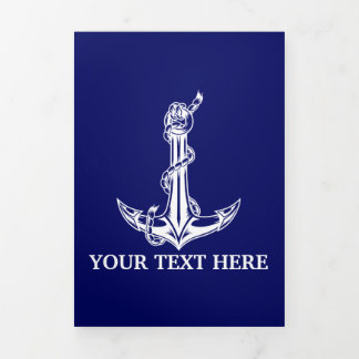 Vintage Nautical Anchor Rope Boat Name Tri-Fold Card