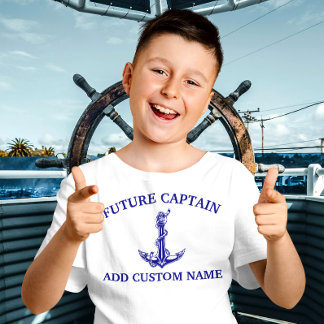 Vintage Nautical Anchor Rope Future Captain Name T-Shirt