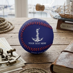 Vintage Nautical Anchor Rope Your Text Here Baseball