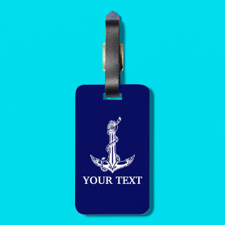 Vintage Nautical Anchor Rope Your Text Here Luggage Tag