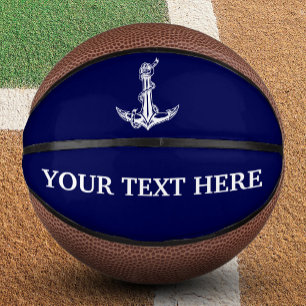 Vintage Nautical Anchor Rope Your Text Here Mini Basketball