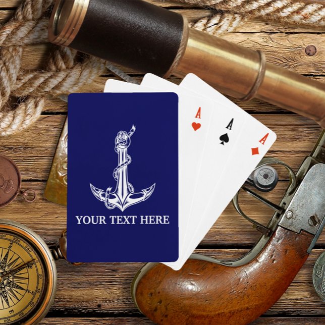Vintage Nautical Anchor Rope Your Text Here Playing Cards (Creator Uploaded)
