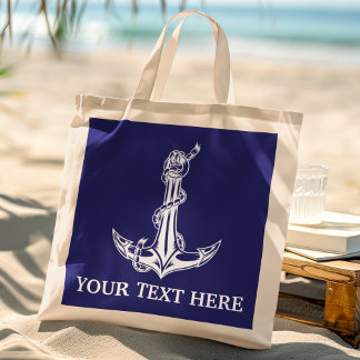 Vintage Nautical Anchor Rope Your Text Here Tote Bag