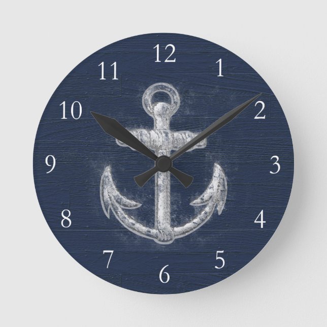 Vintage Nautical Anchor Round Clock (Front)