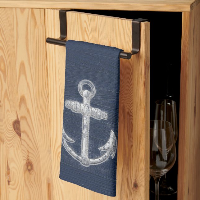 Vintage Nautical Anchor Tea Towel (Thirds Fold)