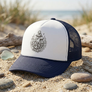 Vintage Nautical Anchor with Octopus Trucker Hat