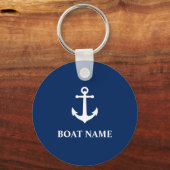 Vintage Nautical Anchor with Your Boat Name Key Ring (Front)