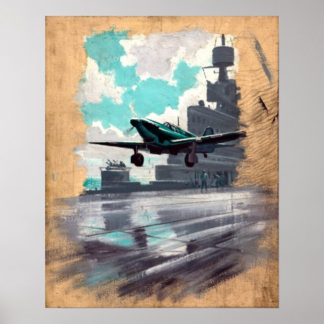 Vintage Nautical Aviation Art Poster (Front)