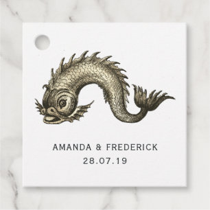 Vintage Nautical Blue and Gold Sea Creature Favour Tags