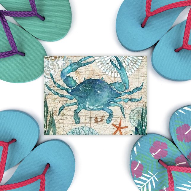 Vintage Nautical Blue Crab Postcard (Creator Uploaded)