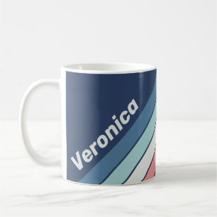 Vintage Nautical Blue Stripes with Name Coffee Mug
